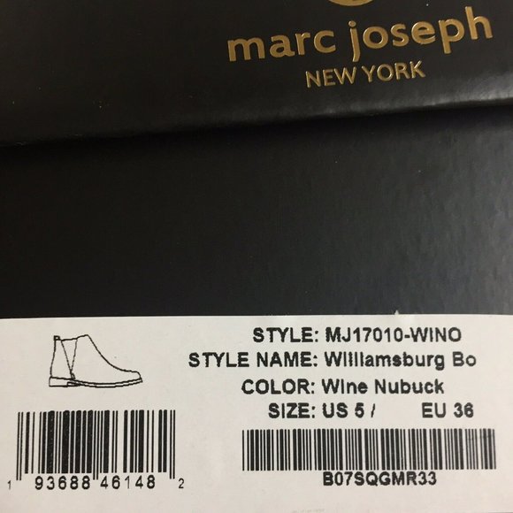Marc Joseph Men\'s Shoes Williamsburg Wine Nubuck Chelsea Boots Size 5 MJ171010 main image 9